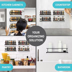 Spice Rack Wall Mounted 4 Tier – Space-Saving Kitchen Spice Organizer for Seasonings – Screw or Adhesive Hanging – Wall Mount Hanging Spice Rack for Wall, Cabinet, Pantry Door 2.5x 2.5x11.5 in