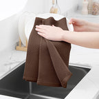 Homaxy 100% Cotton Waffle Weave Kitchen Dish Towels, Ultra Soft Absorbent Quick Drying Cleaning Towel, 13 x 28 Inches, 4-Pack, Coffee