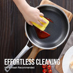12 Inch Hybrid Nonstick Frying Pan, Stainless Steel Pan Non Stick Skillet, PFOA Free Cookware, Non Toxic Chef's Pan, Compatible with Electric, Gas and Induction, with Lid