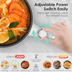 Audecook Hot Pot Electric, 1.7L Mini Electric Skillet Portable Nonstick Sauté Pan with Power Adjustment, Ramen Cooker Travel Multicooker for Steak/Soup/Egg/Oatmeal/Noodles (Tongs for Cooking Included)