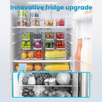 6 Pack Refrigerator Organizers, Clear Pull-out Drawer Container and Organizer Bins with Lids, Stackable Storage Containers for Fruits, Vegetable (Set of 6 (Include Pull Out Drawer))