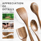 Wooden Spoons for Cooking, Nonstick Cooking Utensil Set with 4 Piece Acacia Wooden Spatulas and Spoons for Cooking, Terrific for Everyday Kitchen Tasks