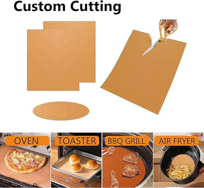 UBeesize 2 Pack XL Thickened Copper Oven Liners for Bottom of Oven, Reusable 17x25 Inch Heavy Duty Non Stick Teflon Oven Mats BPA & PFOA Free, Fit Electric Gas Toaster Convection Ovens Grills