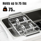 Expandable Dish Drying Rack in Sink,Stainless Steel Over The Sink Dish Drainer Drying Rack for Kitchen Counter,with Utensil Holder,Silver