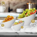 R-kay 6 Pack Angled White Serving Bowls - Small Plastic bowls 6 oz - Premium Plastic Serving Bowls Heavy Duty For Weddings Catering, parties, And All Occasions (White, Small)