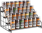 Spice Rack Organizer for Cabinet, 4 Tiered Spice Rack Organizer, Tiered Adjustable Spice Shelf for Kitchen Countertop Organization, Bright Black