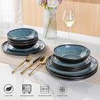 AmorArc Ceramic Dinnerware Sets,Handmade Reactive Glaze Stoneware Plates and Bowls Sets,Highly Scratch Resistant | Dishwasher & Microwave Safe Dishes Set,Service for 4 (12pc)
