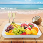 greenandlife 4 Pcs 16" x 11" Large Serving Trays for Party Supplies, Plastic Platters for Serving Food, Unbreakable Reusable Trays for Snack, Fruit, Cookies, Desserts in Kitchen, BPA Free, White