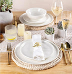 LERATIO Ceramic Dinnerware Sets for 4,Porcelain Plates and Bowls Sets with Wavy Edge,Microwave & Dishwasher & Oven Safe,Light Weight & Scratch Resistant Dishes Sets