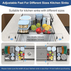Expandable Dish Drying Rack,Rust-Proof Metal Dish Racks for Kitchen Counter with 360° Swivel Drain Spout,Space-Saving Dish Drainer with Utensil Holder for Small Apartment & Home Organization