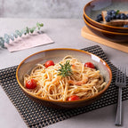 LERATIO Large Pasta Bowls,38oz Ceramic Pasta Bowls,9.0" Reactive Glaze Pasta Bowl Set of 6,Microwave & Dishwasher,Oven Safe,Wide Serving Bowls for Salad,Pasta,Fruit,Scratch Resistant-Khaki