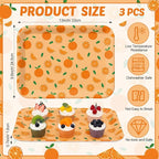 Vesici 3 Pcs Little Cutie Serving Trays 13 x 10 Inch Orange Fruit Melamine Platters Reusable Rectangular Serving Dishes for Party Summer Birthday Baby Shower Sharing Snacks Fruit Dessert Candy