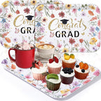 Vesici 3 Pcs Wildflower Graduation Serving Trays 13 x 10 Inch Floral Class of 2026 Congrats Grad Melamine Platters Reusable Rectangular Serving Dishes for Graduate Party Sharing Snacks Fruit Dessert
