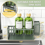 Cisily Sage Green Kitchen Dish Soap Dispenser, 16 fl Oz Dual Kitchen Soap Dispensers with Sponge Holder, Customized Stainless Steel Kitchen Soap Dispenser Set, Modern Hand and Dish Soap Bottle Set