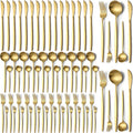 60 Pieces Stainless Steel Silverware Set, Flatware Cutlery Set Service for 12, Tableware Cutlery Set Include Knife Fork Spoon Set, Utensils for Home, Restaurant, Hotel, Dishwasher Safe (Gold)