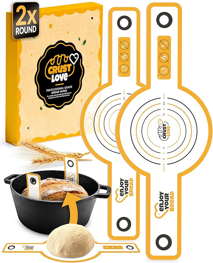 2 PCS Sourdough Silicone Bread Sling Round – Non-Stick Sourdough Sling & Baking Mat, Reusable & Easy to Clean, Heat Resistant to 480°F, Dough Mat for Artisan Bread Baking Supplies