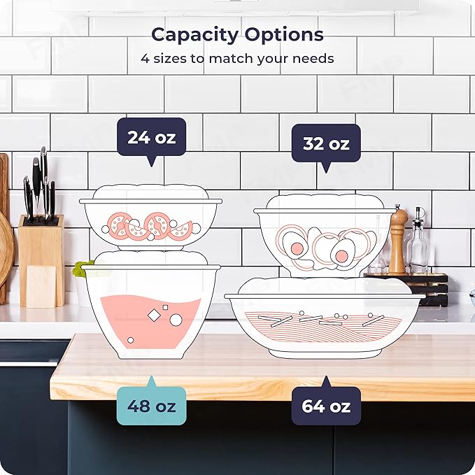 Fit Meal Prep 150 Pack 48 oz Disposable Plastic Clear Salad Bowls with Airtight Lids - To Go for Lunch, Takeout, Party, Catering, Picnic