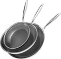 Honeycomb Stainless Steel Nonstick Frying Pan with Lid Set (No Lid Included), Induction Cooktop Compatible Skillet, PFOA-Free Scratch-Proof, Dishwasher & Oven Safe, Silver Kitchen Cookware
