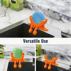 Cute Hanging Sponge Holder with Drainage,3D Printed Kitchen Funny Sponge Stand for Sink,with non-slip pads,Suitable for Scrub Daddy Holder,Keeps Your Sponge Dry Smiling (Orange)