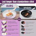 AOSION 12 Inch Nonstick Ceramic Deep Frying Pan Skille with Lid,5.5QT Sauté Pan for Cooking with Steam Rack,Healthy Large Skillet,Stay Cool Handle, Induction Compatible, PFOA & PFAS Free. (PURPLE)