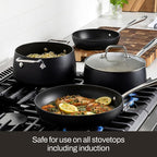 All-Clad HA1 Expert Hard Anodized Nonstick Frying Pan Set, 2-Piece 10" & 12" Skillet Set, Dishwasher-Safe, Oven-Safe Up to 500°F Compatible with All Stovetops (Gas, Electric & Induction) - Black