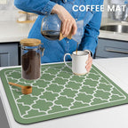 WISELIFE Dish Drying Mat Super Absorbent Drying Mat Large Dish Drying Mats for Kitchen Counter Easy Clean Dish Mat Kitchen Drying Mat15"x 18" Stylish Green
