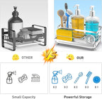 Cisily Stainless Steel Sponge Holder for Kitchen, Sink Caddy Sink Organizer Rack for Kitchen Accessories with Drip Tray, Rustproof and Non-slip, Dish Soap Dispenser Countertop Organizer