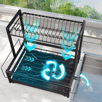 Simple Trending Dish Drying Rack, 2-Tier Dish Rack for Kitchen, Stainless Steel Dish Drainer, Black