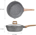 Induction Nonstick Skillet Frying Pan,Swiss medical stone Omelette Pan, Scratch-Resistant Safe Cookware Set，PFOA Free (9.5 inch)