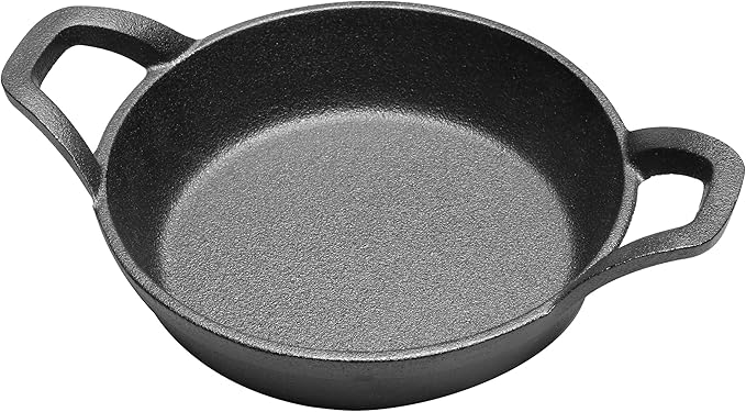 HOME DISTRICT Cast Iron Ramekin Set Oven Safe Mini Skillets Bakeware Bowls Casserole Pots, 6.5" x 1 1/2", 12 oz - 2 PC Set