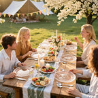 GATHER 350PCS Rose Gold Plastic Plates - Disposable Rose Gold Dinnerware Includes 100 Clear Rose Golds Rimmed Plastic Plates, 150 Silverware, 50 Napkins, 50 Cups for Party, Wedding, Mother's Day