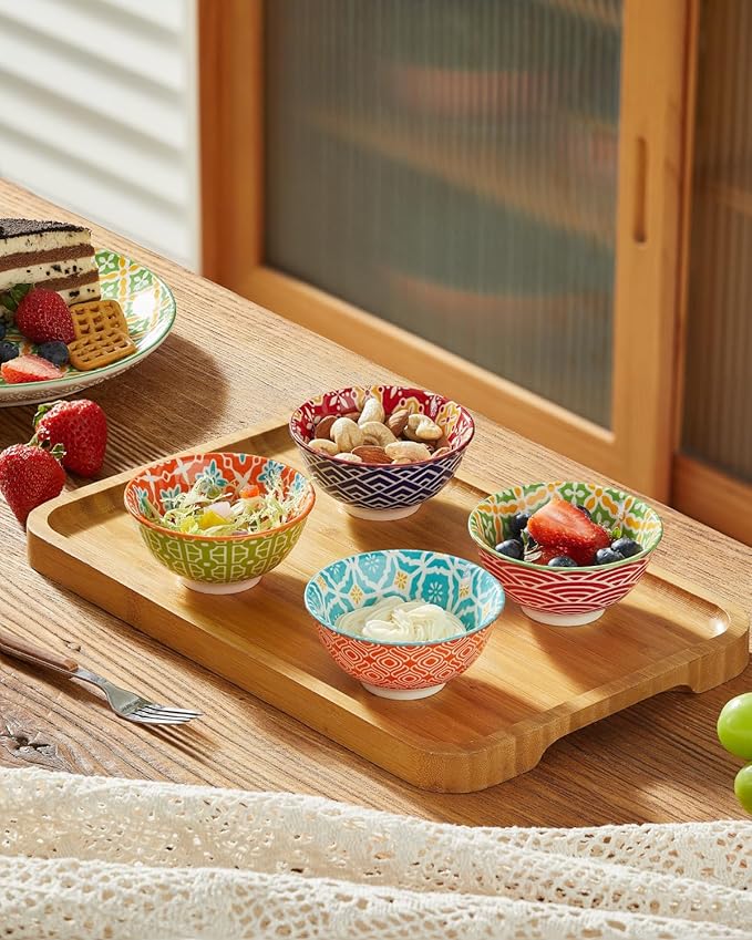 Metahom Ceramic Dipping Bowls, 3.5 inch Small Bowls for Dipping, 4oz Mini Bowl for Soy Sauce, Condiments, Side Dishes, Charcuterie Boards, Set of 6