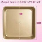 Paris Hilton Nonstick Carbon Steel Bakeware Collection, 9-Inch Square Cake Pan, Dishwasher Safe, Made without PFOA and PFAS, Pink Champagne Two-Tone