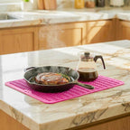 MicoYang Silicone Dish Drying Mat for Multiple Usage,Easy clean,Eco-friendly,Heat-resistant Silicone Mat for Kitchen Counter or Sink,Refrigerator or drawer liner Rose L 16 inches x 12 inches