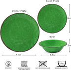 LEHAHA Vintage Crackle Melamine Dinnerware Sets, 12 Piece Plates and Bowls Sets, Great for Camping, RV. Durable and Chip Resistant Farmhouse Dishes Set, Service for 4(Green)