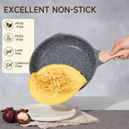 JEETEE Nonstick Frying Pans Set, Skillets Set 2 Pcs, 8" 10" Granite Non-Stick Frying pan, Nonstick Omelette Skillet with Soft Touch Handle, Grey