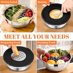 Mixing Bowls with Lids Set - 7 Nesting Mixing Bowls, 3 Graters, 11 Baking Tools, Airtight Lids, Stainless Steel Mixing Bowls for Mixing & Baking, Size 0.7/1.1/1.5/2.1/3.5/4/4.5 QT, Black