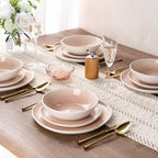AmorArc Ceramic Dinnerware Sets,Handmade Reactive Glaze Stoneware Plates and Bowls Sets,Highly Scratch Resistant | Dishwasher & Microwave Safe Dishes Set,Service for 4 (12pc)