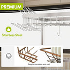 2 Tier Extra Large Stainless Steel Expandable Over The Sink Dish Drainer Drying Rack, Rust Proof Metal, Space Saving, Modern Silver Big Capacity Extendable Plate Strainers Above Kitchen Counter