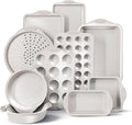 Country Kitchen Nonstick Stackable Bakeware Set - Heavy Duty, Durable, Easy Release Baking Set, Cream, 10 Pcs