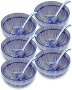 Japanese Ceramic Bowls Set of 6, 28 Oz Large Asian Porcelain Ramen Soup Salad Cereal Noodle Bowl with 6 Spoons, Deep Bowl for Kitchen Decor and Housewarming Gift, Dishwasher & Microwave Safe