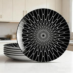 6-Inch Appetizer Plates Set of 6, Black and White Grid Ceramic Plates, Modern Checkerboard Appetizer/Dessert Plates, Microwave & Dishwasher Safe