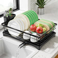 Simple Trending Dish Drying Rack for Kitchen Counter, Sink Organization and Storage, Rustproof Dish Drainer with Removable Utensil Holder, Drainboard, 12''W x 17''L, Black