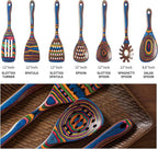 Gudamaye Pakka wood 7-Piece Blue Wooden Cooking Utensils, Wooden Spoons for Cooking, Wooden Spoon Set, Wooden Kitchen Utensil set, Pakkawood Cooking Spoons, Non-Stick Spoon,Pakkawood kitchen utensils