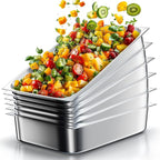 WantJoin Steam Table Hotel Pans 1/1 Full Size 4 Inch Deep 6 Pack, Stainless Steel Metal Tray Sets Food Storage Container for Restaurant Chafing Dishes Commercial Buffet Catering Supplies