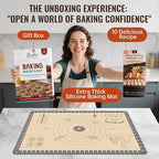 Silicone Mat for Baking, Extra Thick Silicone Baking Mat with 10 Easy Recipes, Non Stick Pastry Mat for Dough Rolling, Macaron, Cookie, bread, Pizza, Fondant/Pie Crust, Oven& Dishwasher Safe