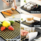 Berglander Gold Dish Drying Rack Over The Sink, L17.5*W 15" Rollable Tianium Golden Plating Stainless Steel Dish Rack with Removable Storage Basket, Perfect for Kitchen Sink