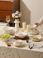Ceramic Small Bowls Set 4-Piece, 12 OZ Farmhouse Vintage Ramekins Bowl for Salad Dessert Yogurt Dipping, 4.7 In Porcelain Bowl Microwave Dishwasher Safe, Misty White Christmas Gift