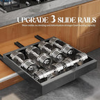 4 Pack Expandable Pull Out Cabinet Organizer 21"Deep With Raising Pad for Framed Cabinets,Upgrade 3 Slide Rails Slide Out Drawers,No Drill Roll Out Shelves,Adjustable Width 12.1"-20.4" Black