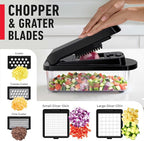 Mueller Pro-Series 10-in-1, 8 Blade Vegetable Chopper, Mandoline Slicer, Onion Mincer, Cutter, Dicer, Veggie Chopper with Container, Kitchen Essentials & Gadgets, House Warming Gifts New Home, Black